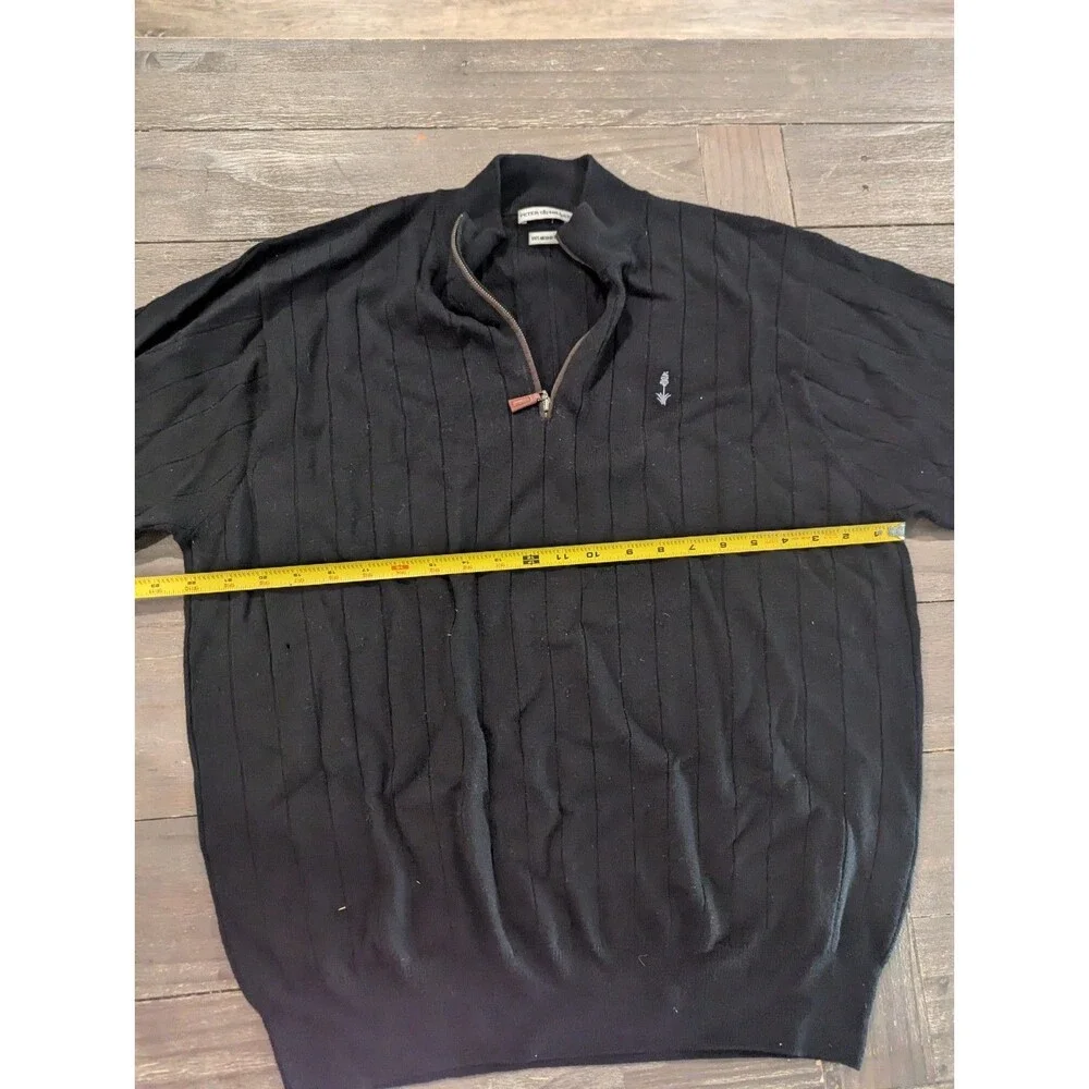 Peter Millar Mens Size XLarge 100% Italian Merino Wool Quarter Zip Black Sweater